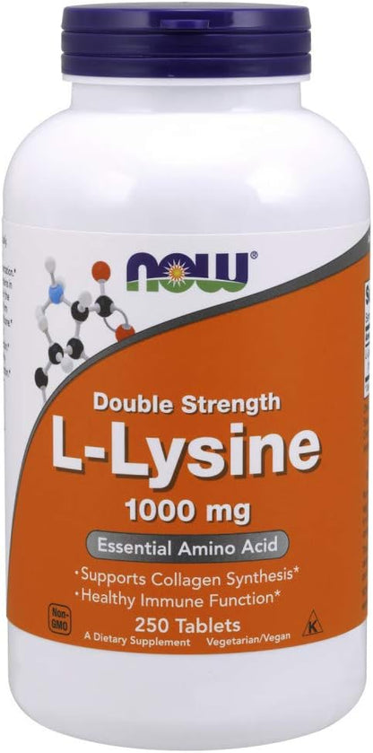 NOW Supplements, L-Lysine (L-Lysine Hydrochloride) 1,000 250 Tablets