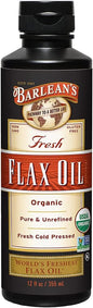 Barlean's Organic Flaxseed Oil Liquid, Cold 7,640mg ALA 3 Fatty 12 oz