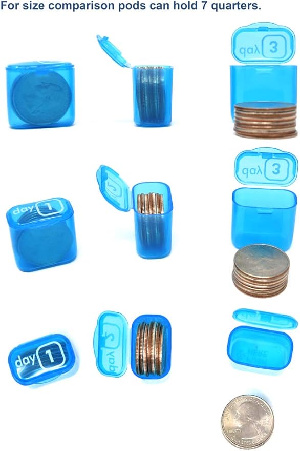 Monthly Pill Organizer 2 Times A Day AM/PM 31 Day Pill Box, Small Removable Travel Daily Pod Cases with Bonus Medical Alert Card
