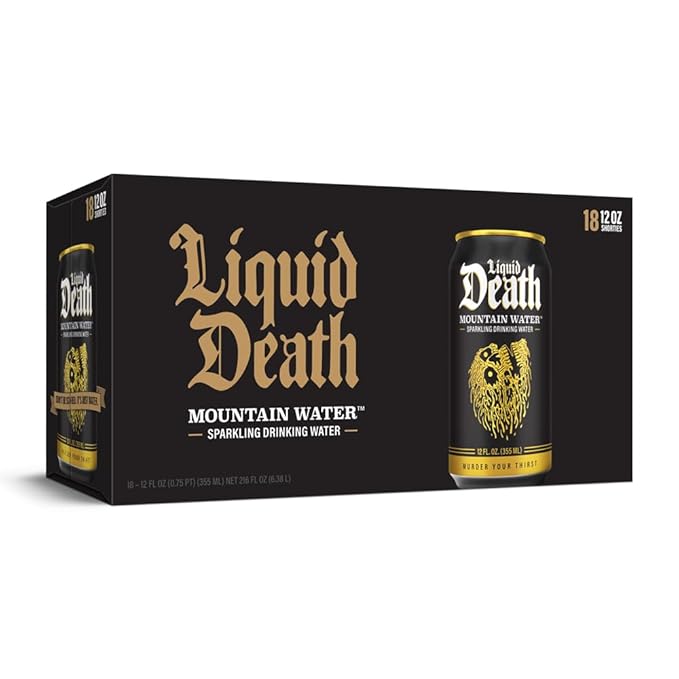 Liquid Death, Sparkling Mountain Water, 18-Pack (12oz Cans), Real Mountain Source