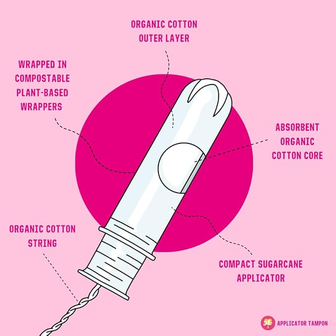 FLO Organic Cotton Applicator Tampon Mega (64 Regular