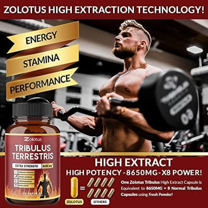 Zolotus Tribulus Terrestris, 8650mg Per Capsule, 3 Months