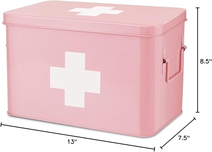 Flexzion First Aid Box Organizer Empty 13" Pink