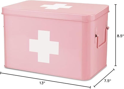 Flexzion First Aid Box Organizer Empty 13" Pink