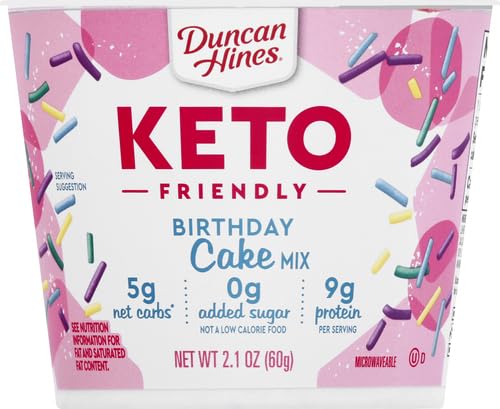 Duncan Hines Keto Friendly Cake Cups Birthday Cake Mix, 2.1 oz (Pack of 4)