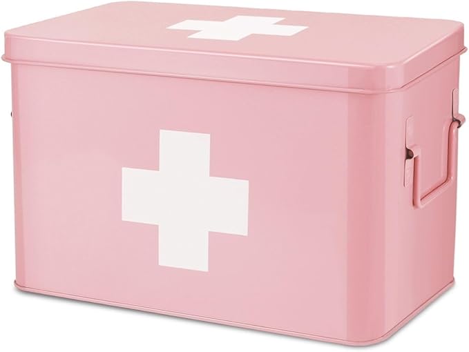 Flexzion First Aid Box Organizer Empty 13" Pink