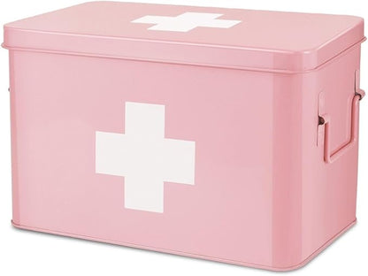 Flexzion First Aid Box Organizer Empty 13" Pink