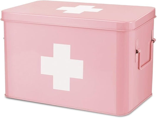 Flexzion First Aid Box Organizer Empty 13" Pink