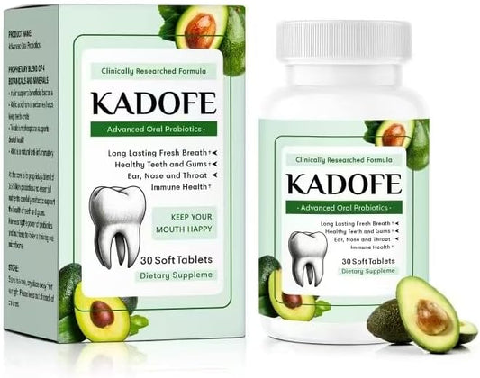 Oral Probiotics for Gums and Teeth Health & Fresh Breath, 3.5 Billion Advanced Oral Probiotics for Mouth Bad Breath, Chewable Dental Probiotic Formula 30 Tablets (Avocado-1pcs)