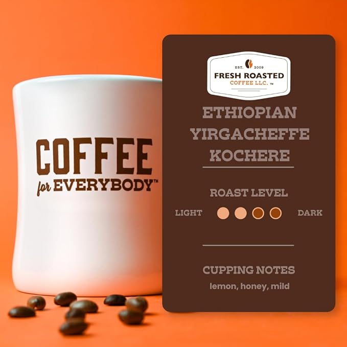 Fresh Roasted Coffee, Ethiopian Yirgacheffe Kochere, 2 lb (32 oz), Medium Roast, Kosher, Whole Bean