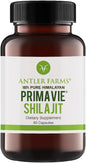 Antler Farms - 100% Pure PrimaVie Shilajit for Men Extract, 60 Capsules, 250mg – Standardized to 50% Fulvic Acid, Wild Harvested Resin from The Himalayas, Powerful Adaptogenic Supplement