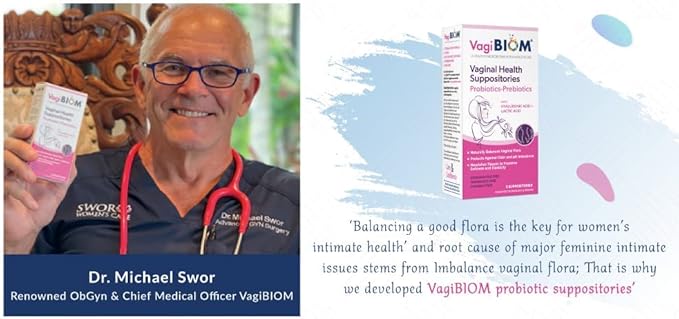 Biom Vaginal Probiotic Suppository: Natural Vaginal pH and Odor Control Regimen; Balance and Nourishes Vaginal Microbiome; No Parabens, Fragrance-Free (30)