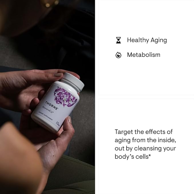 THORNE ResveraCel - Nicotinamide Riboside with Quercetin Phytosome and Resveratrol - Support Healthy Aging, Methylation, Cellular Energy Production and Metabolism* - 60 Capsules - 30 Servings