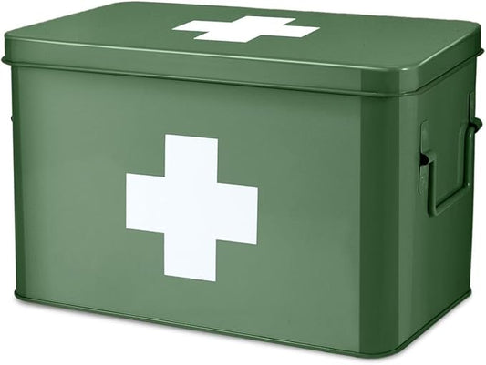 Flexzion First Aid Box Organizer Empty 13" Green