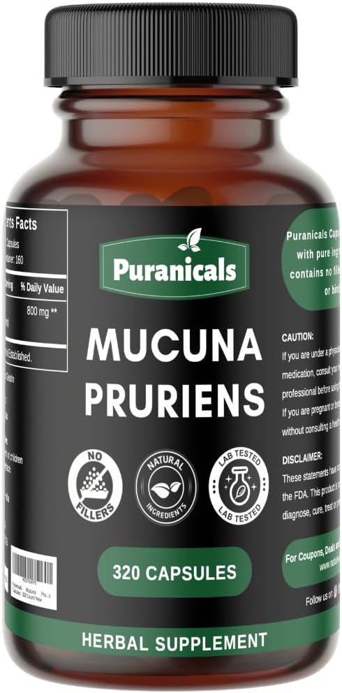 Mucuna Premium 320 Capsules Non GMO 900 mg 100% Pure