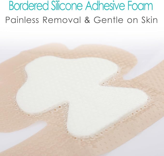 Heel Silicone Foam Dressing Heel Ulcer 5"x 8" 8" (Pack 4)