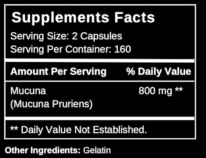 Mucuna Premium 320 Capsules Non GMO 900 mg 100% Pure