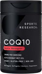 Sports Research CoQ10 200mg Capsules - Premium Coenzyme 10 Supplement with Coconut MCT Oil - Vegan Certified, Non-GMO Verified & Gluten Free - 90 Veggie Softgels