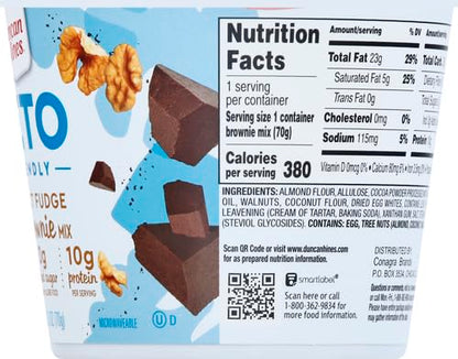 Duncan Hines Keto Friendly Dessert Cups Walnut Fudge Brownie Mix, 2.5 oz (Pack of 4)