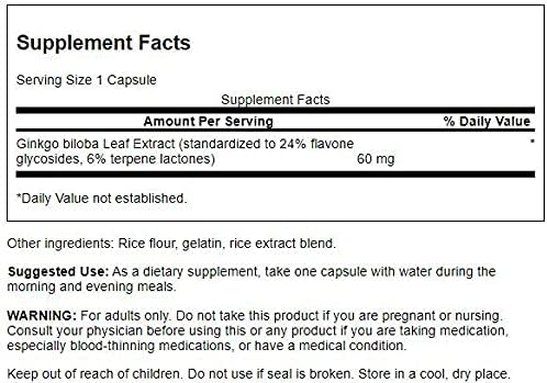 Swanson Ginkgo Biloba Extract 60 Milligrams 30 Capsules