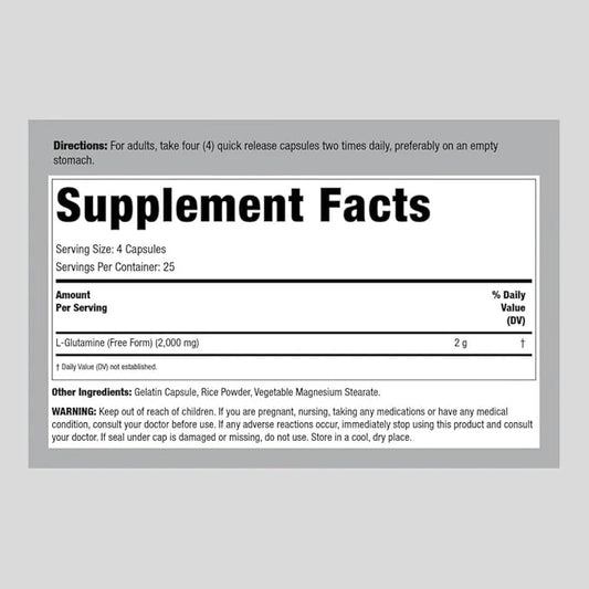 Lindberg L Glutamine Capsules 500mg | 100 Count