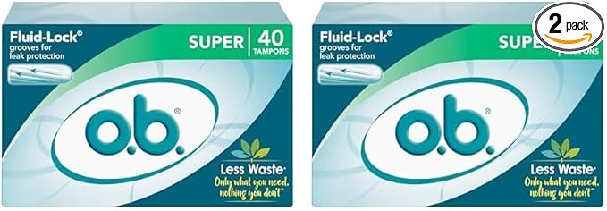 o.b. Tampons | Non-Applicator Tampon, Unscented 40ct (Pack 2)