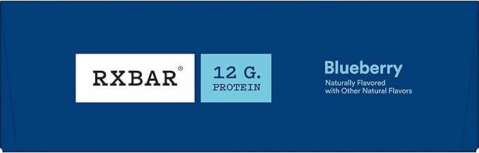RXBAR Protein Bars, Protein Snack, Snack Bars, Blueberry, 22Oz Box (12 Bars)