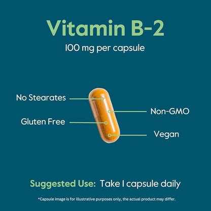 BESTVITE Vitamin B-2 100mg (240 Vegetarian Capsules)