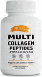 SIRUNES Multi Collagen Peptides Capsules - Non-GMO & Gluten Free Type I, II, III, V, X Hydrolyzed Collagen Supplements with Vitamin C - Supports Healthy Hair, Skin, Nails, & Joints - 100 Capsules