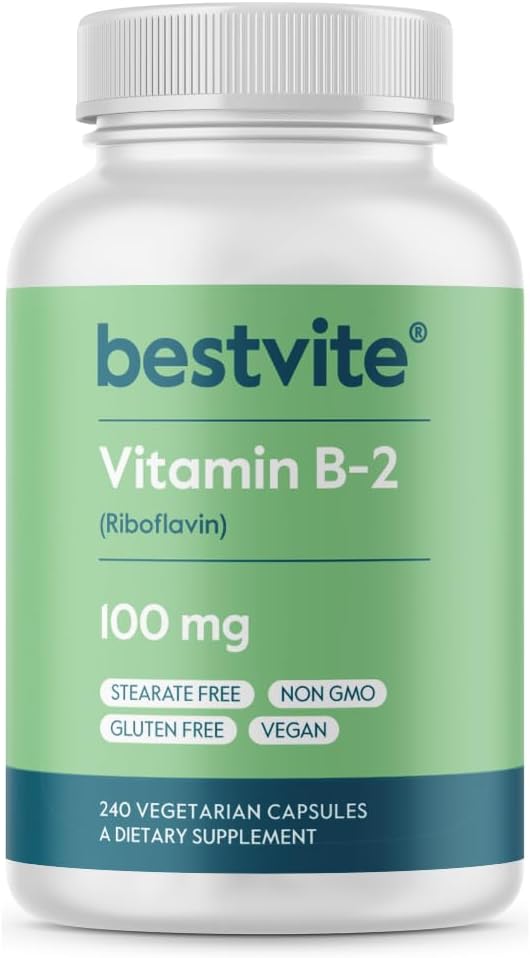 BESTVITE Vitamin B-2 100mg (240 Vegetarian Capsules)