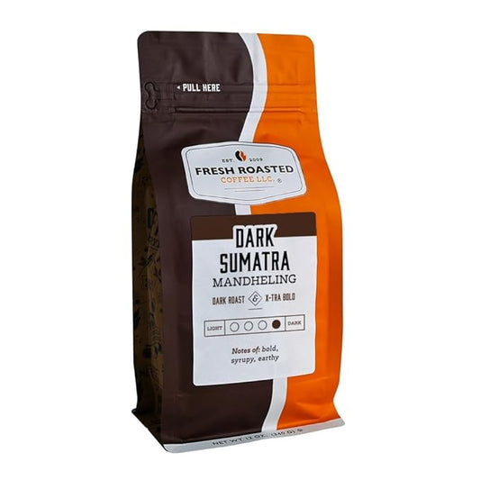 Fresh Roasted Coffee,100% Dark Sumatra Mandheling | 12 oz | Single Origin | Dark Roast | Kosher | Whole Bean