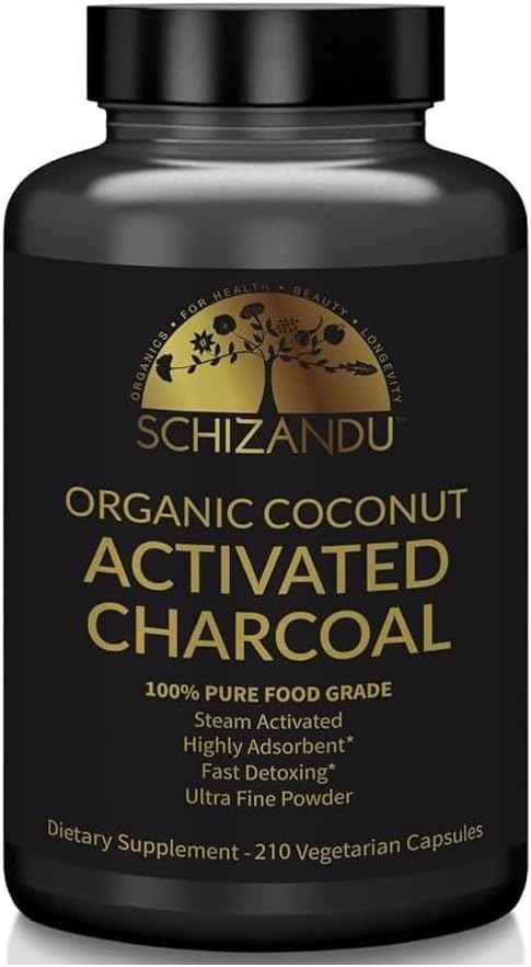 Activated Coconut Charcoal Capsules- Supports Health - Vegan, Organic, Non-GMO, No Additives - X-Large Bottle 210 Count