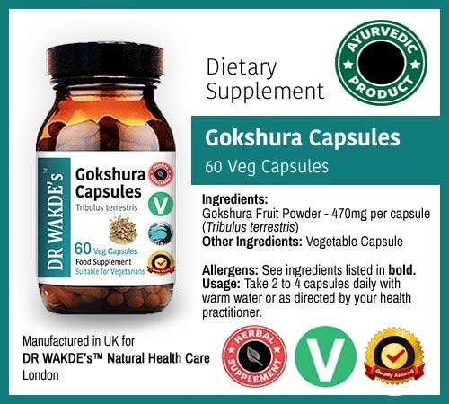 DR WAKDE'S Gokshura Capsules (Tribulus terrestris, 60 Veg