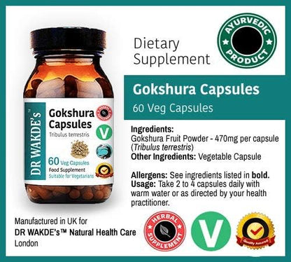 DR WAKDE'S Gokshura Capsules (Tribulus terrestris, 60 Veg
