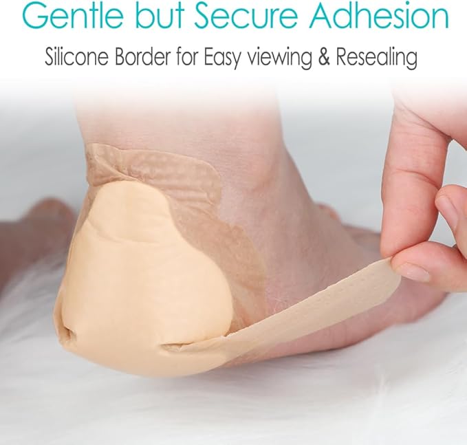 Heel Silicone Foam Dressing Heel Ulcer 5"x 8" 8" (Pack 4)