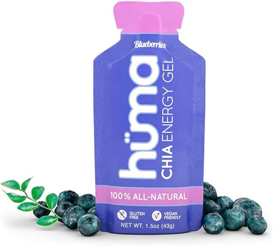 Huma Chia Energy Gel, Blueberries, 24 Gels - Premier Sports Nutrition for Endurance Exercise