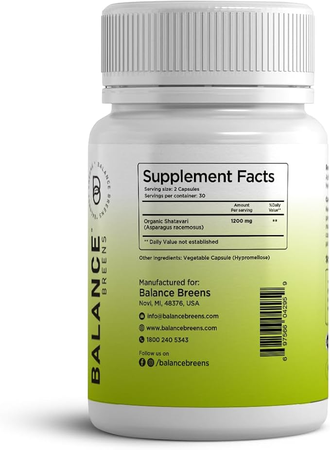 Organic Shatavari Capsules 1200mg 60 Capsules