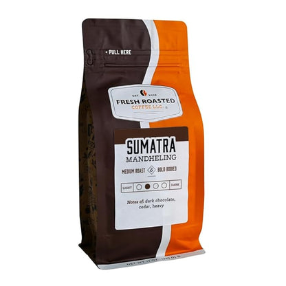 Fresh Roasted Coffee, 100% Sumatra Mandheling | 12 oz | Single Origin | Medium Roast | Kosher | Whole Bean