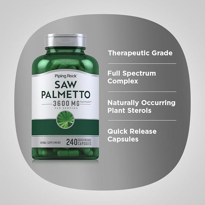Piping Rock Saw Palmetto Extract 3600mg | 240 Capsules | for Men and Women | Non-GMO, Gluten Free Supplement