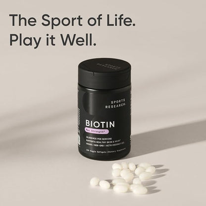 Sports Research Vegan Biotin 10,000mcg B7 for 120 Softgels (4 Month