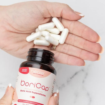 BoriCap - Boric Acid Suppositories for Women - 600 mg - Vaginal Health, pH Balance, Itch & Odor - Natural - Feminine Care - by Heale - 60 Capsules