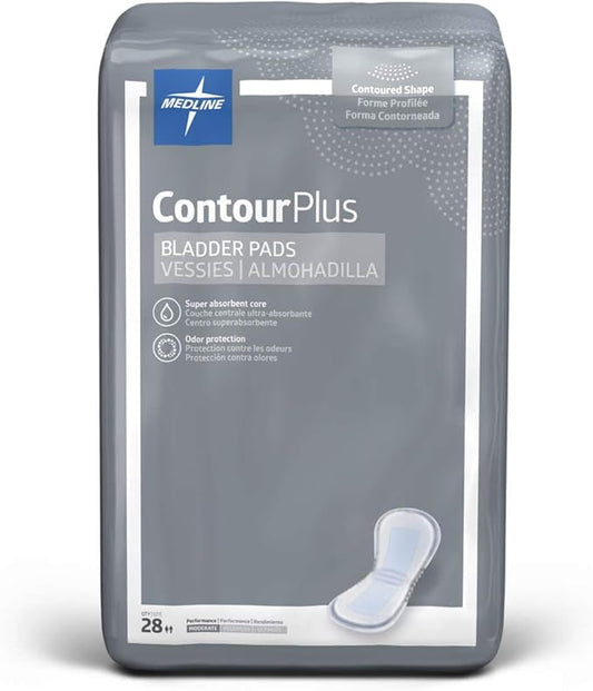 Medline ContourPlus Bladder Control Incontinence Pads, 5.5" x 10.5", 28 28 Count 2)