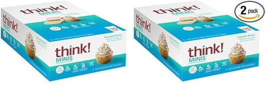 think! MINIS Protein Snack Bars, Gluten Free, Cupcake Batter, 15 Count (Pack of 2)