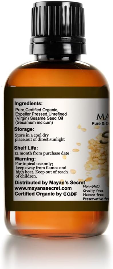 Mayan's Secret USDA Certified Virgin Organic 100% Pure 4oz Glass
