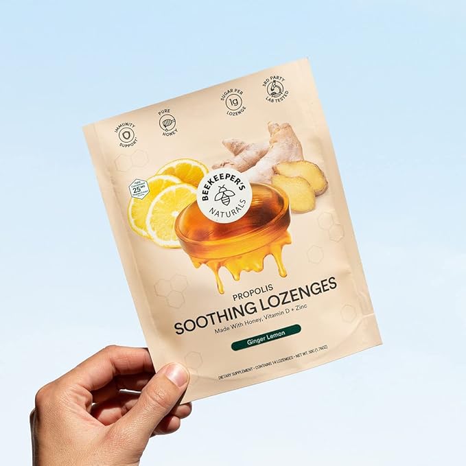 BEEKEEPERS NATURALS Ginger Lemon Lozenges, 14
