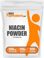 BulkSupplements.com Niacin Powder - Vitamin B3 Supplement, Niacin 500mg - Niacin Flush, Niacin with Flushing - Gluten Free, 500mg of Niacin per Serving, 250g (8.8 oz) (Pack of 1)