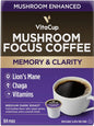 VitaCup Focus Mushroom Coffee Pods, Boost Focus & Immunity w/Lions Mane, Chaga, B Vitamins, D3 for Memory & Clarity, Medium Roast, Recyclable Single Serve Pod Compatible w/Keurig K-Cup Brewers,64 Ct