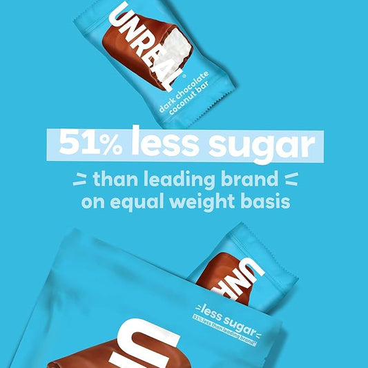 UNREAL Dark Chocolate Coconut Bars (Value Size Bag) | Vegan, 3g Sugar, & 3 Simple Ingredients | Non-GMO, Gluten Free, & Fair Trade | 9.5oz