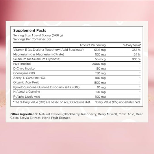 Beli Preconception Supplement for Fertility, Egg Quality, PCOS, Hormones, and Ovulation. Berry Flavored Drink Mix Powder - Support for PCOS & PMS. Made with Inositols, CoQ10, Acai, NAC and More.