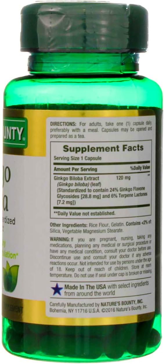 Nature's Bounty Ginkgo Biloba 120 mg 100 Capsules, 2